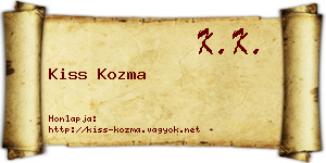 Kiss Kozma névjegykártya
